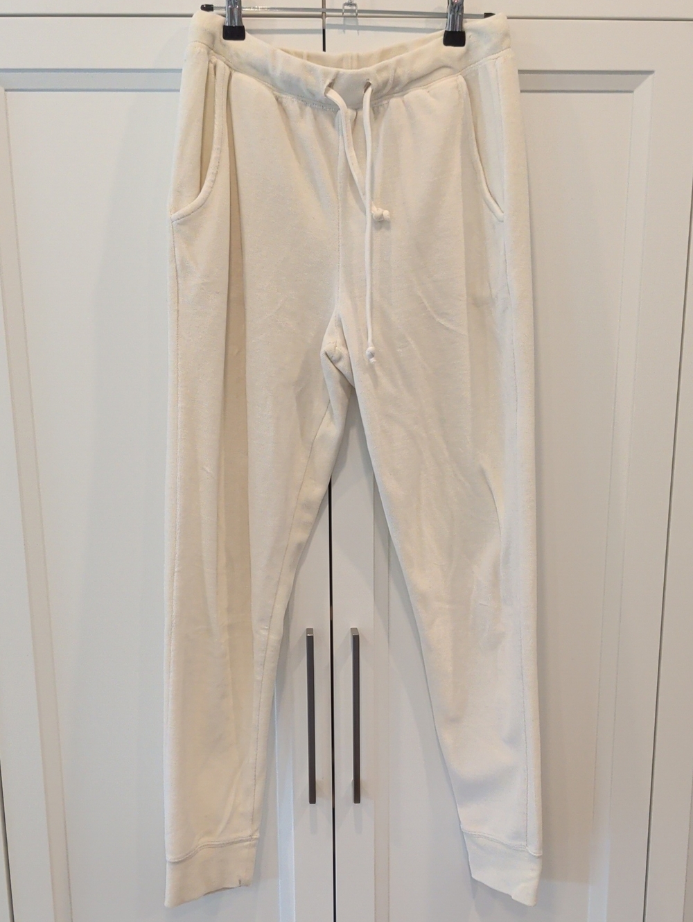 Azur Cream Drawstring Joggers with Tapered Fit